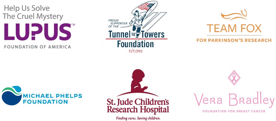 Charitable organization logos that MasterSpas contributes towards.