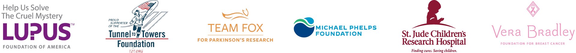 Charitable organization logos that MasterSpas contributes towards.