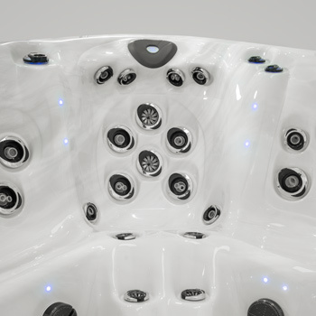Radiating circles around the jets in a hot tub showing where the Master Force&trade; system is.