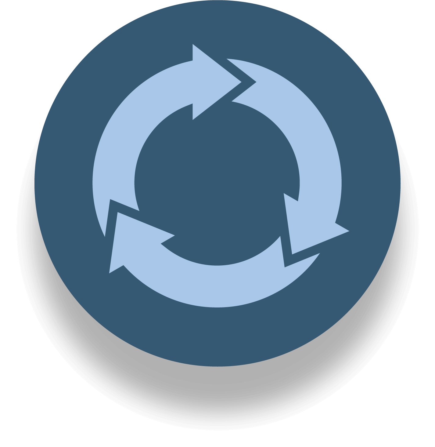 Circle with a blue arrows following each other in a circular pattern.